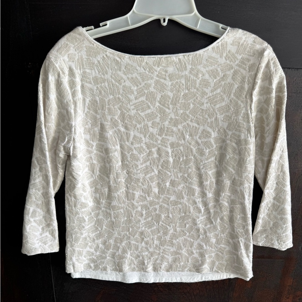 Ella Moss White Matte Sequence, Pattern, Top, Siz… - image 3